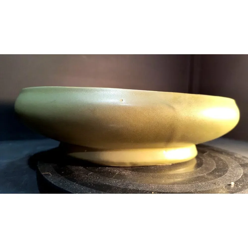 156.  McCoy Floraline Olive Green Oval Bowl